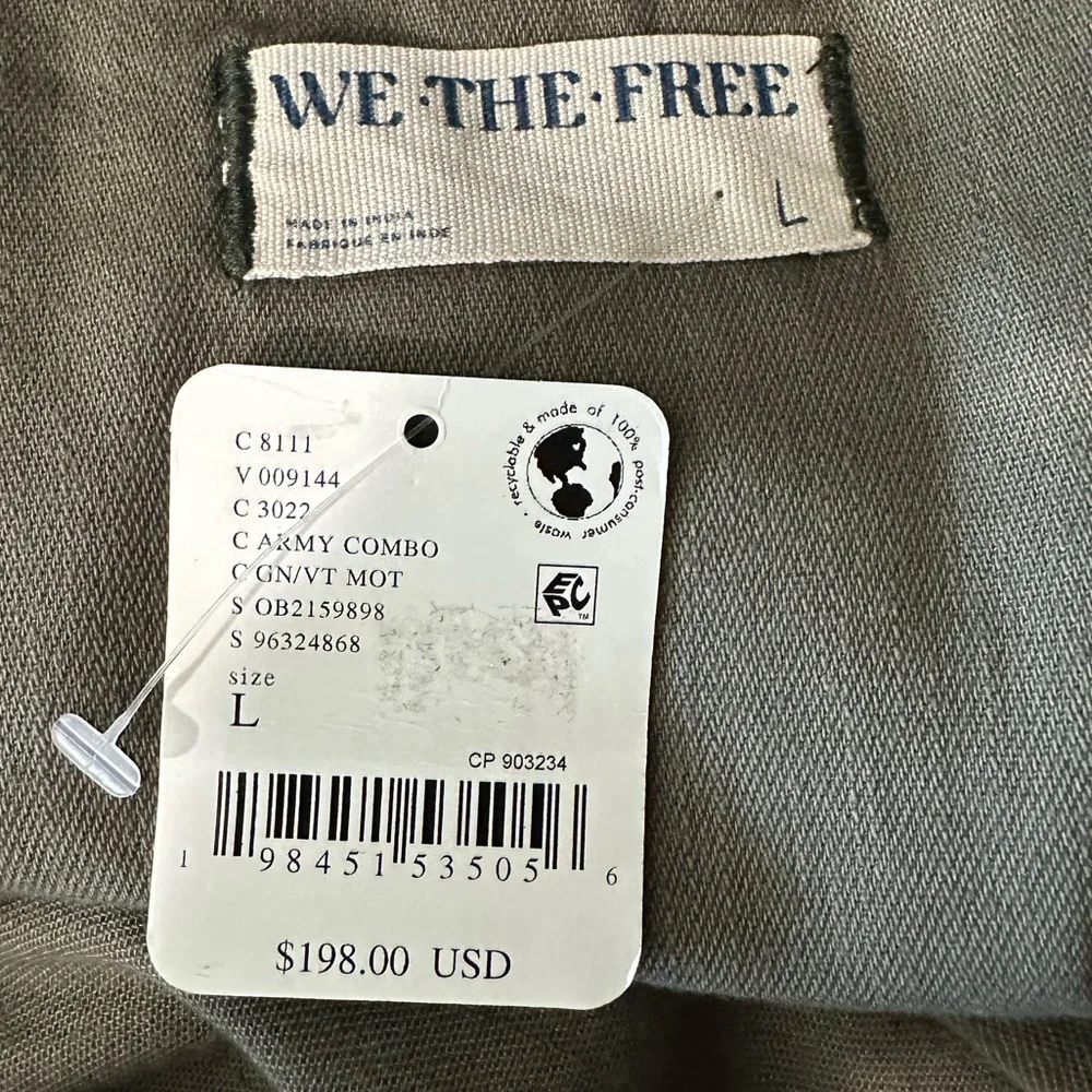 Free People We The Free Velvet Rose Embroidered Utility Jacket Shacket NWT L - Picture 8 of 12